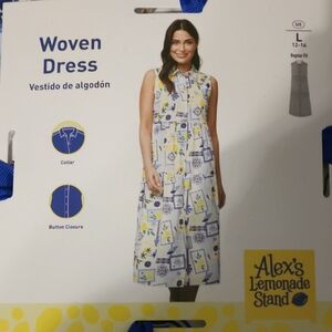 Women's Woven Dress - White and Blue